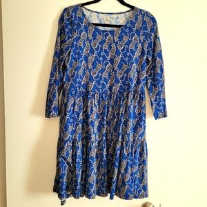 NWOT Lilly Pulitzer Geanna 3/4 Sleeve Dress Blue Navy Gold Easy to Spot